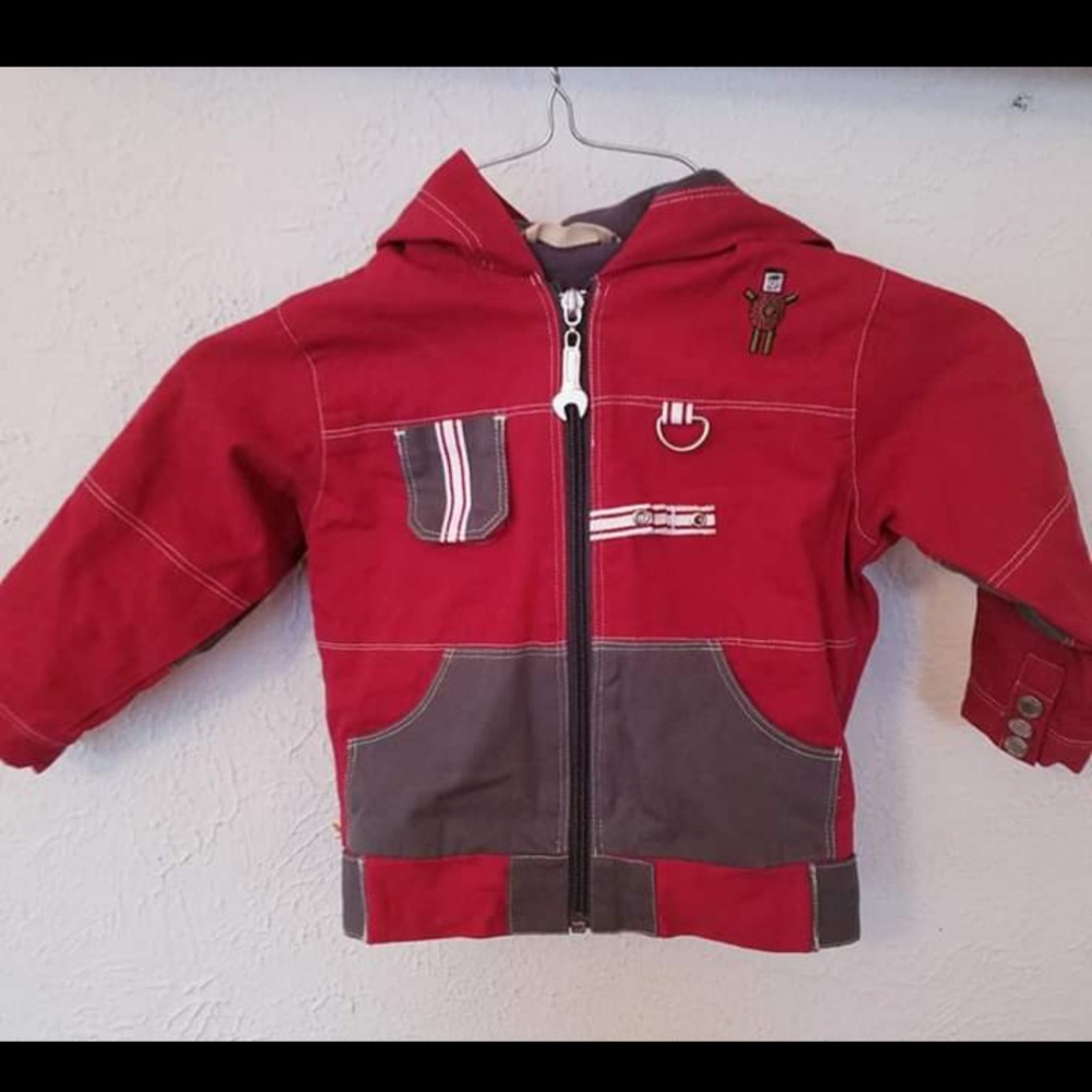 Robot Themed Red Infant Boy Jacket